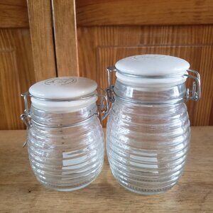 Beehive hermetic glass jar 2 pc set